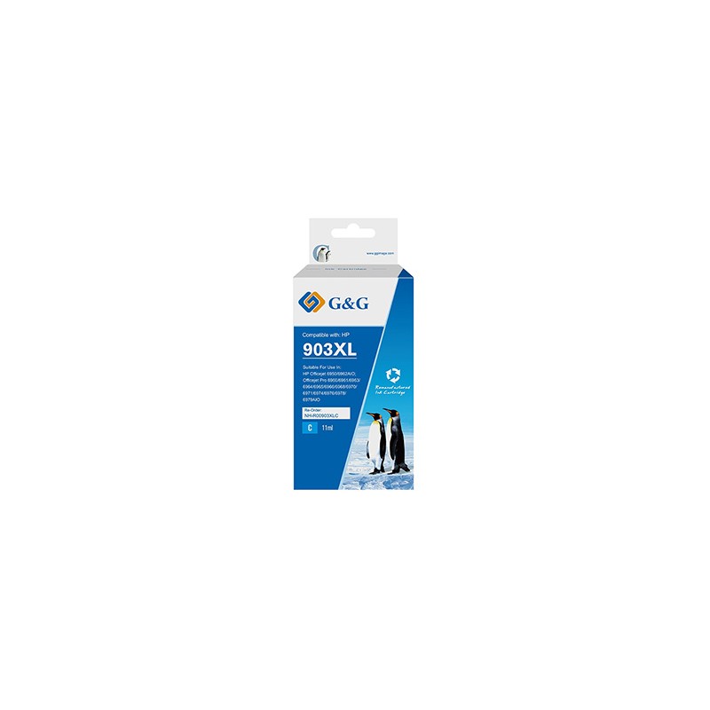 G&G kompatybilny ink / tusz z T6M03AE, HP 903XL, NH-R00903XLC-E-Reman-Eu, cyan, 825s, EOL
