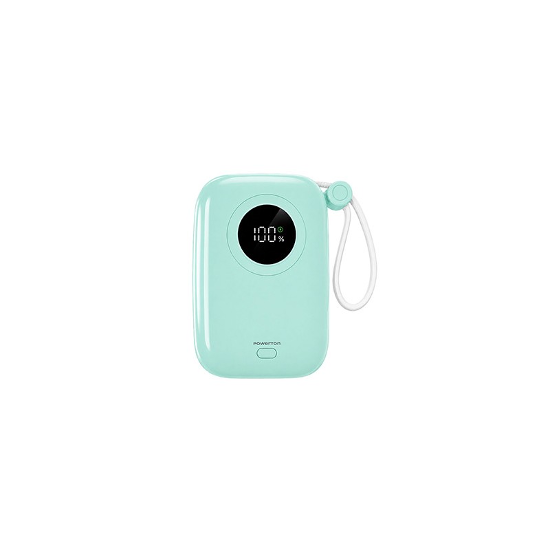 Powerton ENERGY PASTEL EDITION Powerbank 10000mAh, 2x USB-C, 22.5W, zintegrowane kable, miętowa