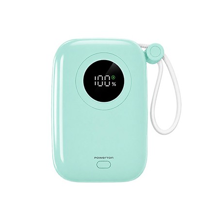 Powerton ENERGY PASTEL EDITION Powerbank 10000mAh, 2x USB-C, 22.5W, zintegrowane kable, miętowa