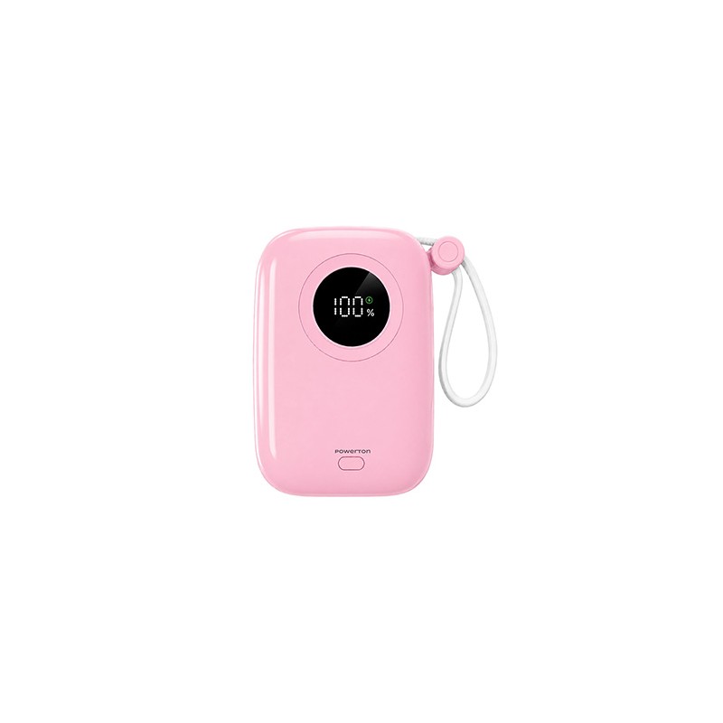 Powerton ENERGY PASTEL EDITION Powerbank 10000mAh, 2x USB-C, 22.5W, zintegrowane kable, różowa
