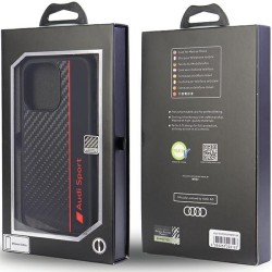 Audi nakładka do iPhone 13 Pro / 13 6,1&quot AUS-TPUPCIP13P-R8/D1-BK czarna hardcase  Carbon Fiber Stripe