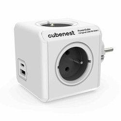 Cubenest - PowerCube, 0.1m, Original USB PD20W, A+C, szara, POWERCUBE, 4 gniazda, USB A+C, Power Delivery 20W