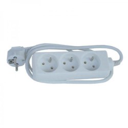 Kabel sieciowy 230V przedłużacz, CEE7 (widelec) - gniazdo 3x, 10m, biała, EOL