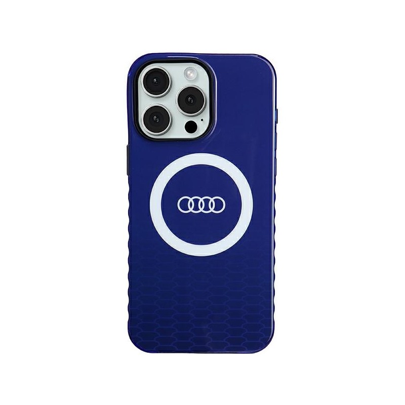 Audi nakładka do iPhone 15 Pro Max 6,7&quot niebieska IML Big Logo MagSafe Case