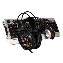 Marvo CM303 zestaw klawiatura przewodowa (USB) CZ/SK, srebrna + mysz i słuchawki dla graczy, do gry, membranowa rodzaj podświetl