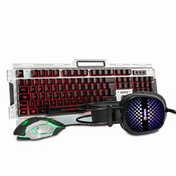 Marvo CM303 zestaw klawiatura przewodowa (USB) CZ/SK, srebrna + mysz i słuchawki dla graczy, do gry, membranowa rodzaj podświetl