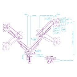 ULTRADESK SWORD Double Regulowany uchwyt na 2 monitory, czarny, 2x12KG, 17"-40"