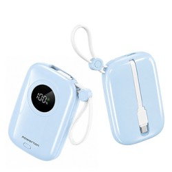 Powerton ENERGY PASTEL EDITION Powerbank 10000mAh, 2x USB-C, 22.5W, zintegrowane kable, niebieska