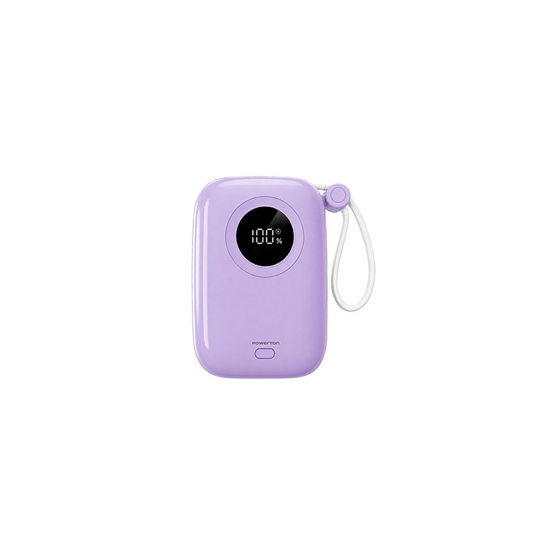 Powerton ENERGY PASTEL EDITION Powerbank 10000mAh, 2x USB-C, 22.5W, zintegrowane kable, fioletowy