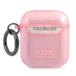 Karl Lagerfeld etui do Airpods 1/2 KLA2UKHGP cover różowa Glitter Karl`s Head