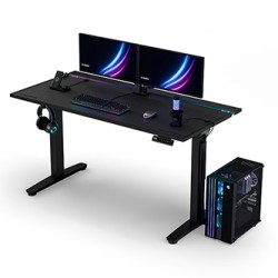 ULTRADESK Biurko dla gracza VORTEX, 140,5x70cm, 72-122cm, czarny