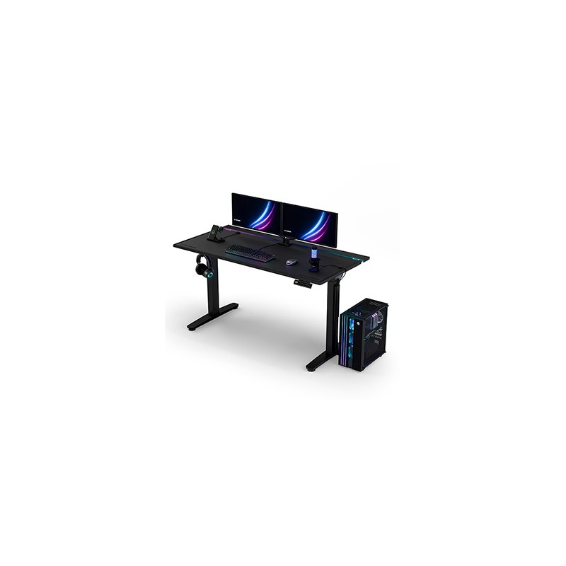 ULTRADESK Biurko dla gracza VORTEX, 140,5x70cm, 72-122cm, czarny