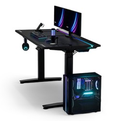 ULTRADESK Biurko dla gracza VORTEX, 140,5x70cm, 72-122cm, czarny