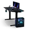 ULTRADESK Biurko dla gracza VORTEX, 140,5x70cm, 72-122cm, czarny