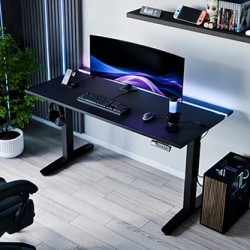 ULTRADESK Biurko dla gracza VORTEX, 140,5x70cm, 72-122cm, czarny