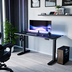 ULTRADESK Biurko dla gracza VORTEX, 140,5x70cm, 72-122cm, czarny