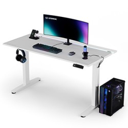 ULTRADESK Biurko dla gracza VORTEX, 140,5x70cm, 72-122cm, biały