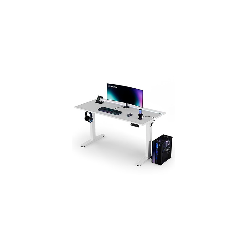 ULTRADESK Biurko dla gracza VORTEX, 140,5x70cm, 72-122cm, biały