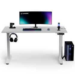 ULTRADESK Biurko dla gracza VORTEX, 140,5x70cm, 72-122cm, biały