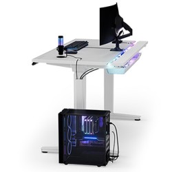 ULTRADESK Biurko dla gracza VORTEX, 140,5x70cm, 72-122cm, biały
