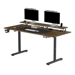 ULTRADESK HIGHLANDER XXL BROWN Biurko z elektryczną regulacją wysokości z uchwytem słuchawki i kable 160X70 cm, brązowy