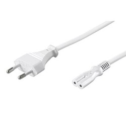 Kabel sieciowy 230V zasilacz, CEE7/16 (euro radiowy) - C7, 1.5m, VDE approved, biały, 2-pinowe złącze