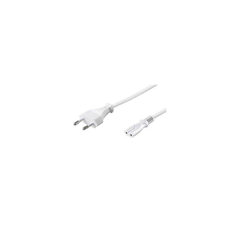Kabel sieciowy 230V zasilacz, CEE7/16 (euro radiowy) - C7, 1.5m, VDE approved, biały, 2-pinowe złącze