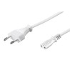 Kabel sieciowy 230V zasilacz, CEE7/16 (euro radiowy) - C7, 1.5m, VDE approved, biały, 2-pinowe złącze