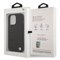BMW nakładka do iPhone 14 Pro 6,1&quot BMHMP14LSLLBK czarna hard case Signature Logo Imprint MagSafe