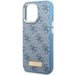 Guess nakładka do iPhone 14 Pro Max 6,7&quot GUHMP14XU4GPRB niebieska hard case 4G Logo Plate MagSafe