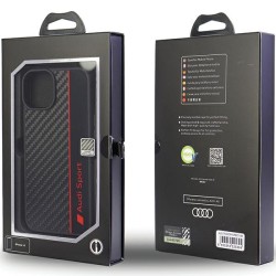 Audi nakładka do iPhone 14 6,1&quot AUS-TPUPCIP14-R8/D1-BK czarna hard case Carbon Fiber Strap