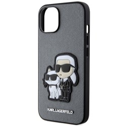 Karl Lagerfeld nakładka do iPhone 14 6,1&quot KLHCP14SSANKCPG srebrna hardcase Saffiano Patch Karl&Choupette NFT