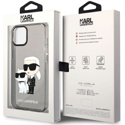 Karl Lagerfeld nakładka do iPhone 14 6,1&quot KLHCP14SHNKCTGK czarna hardcase Gliter Karl&Choupette