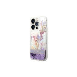 Guess nakładka do iPhone 14 Pro 6,1&quot GUHCP14LLFLSU fioletowa hardcase Flower Liquid Glitter