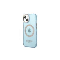 Guess nakładka do iPhone 13 Pro / 13 6,1&quot GUHMP13LHTCMB niebieska hard case Gold Outline Translucent MagSafe
