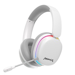 Marvo MONKA ECHO RS słuchawki z mikrofonem, biała, podświetlona, Tri-mode, EOL
