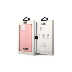 Karl Lagerfeld nakładka do iPhone 14 Pro 6,1&quot KLHCP14LRUPKLPP różowa + 3D Rubber case with Monogram Pattern and Metal Pla