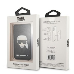 Karl Lagerfeld wsuwka na karty KLWMSCHSFBK czarna Saffiano Karl`s Head MagSafe