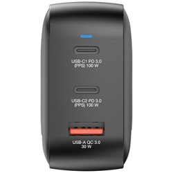 Verbatim, Ładowarka Mini GaN 2 x USB-CR PD 100W a 1 x USB-A QC 3.0, szara, 100 W, wymienne końcówki  C,G,A