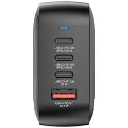 Verbatim, Mini ładowarka GaN USB 3.0, USB C, szara, 100 W, wymienne końcówki  C,G,A