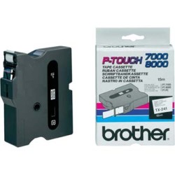 Brother oryginalny taśma do drukarek etykiet, Brother, TX-241, czarny druk/biały podkład, laminowane, 8m, 18mm