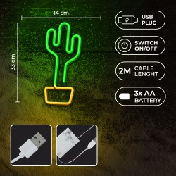 Neon LED KAKTUS pomarańcz/zielony Bat + USB FLNEO2 Forever Light