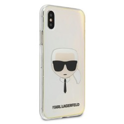 Karl Lagerfeld nakładka do iPhone X / XS KLHCPXPCKHML wielokolorowe hard case Iridescent Karl`s Head