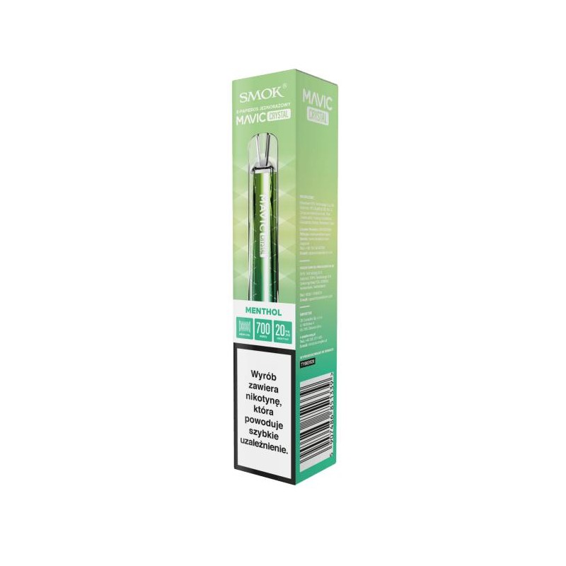 E-papieros jednorazowy Smok Mavic Crystal Menthol 20mg 1 sztuka TTT