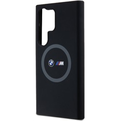 BMW nakładka do Samsung Galaxy S24 Ultra czarna  M Silicone Printed Ring MagSafe
