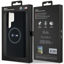 BMW nakładka do Samsung Galaxy S24 Ultra czarna  M Silicone Printed Ring MagSafe