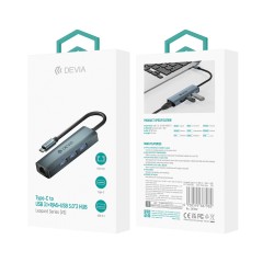 Devia adapter HUB USB-C 3.1 do 4x USB 3.0 ciemnoszary