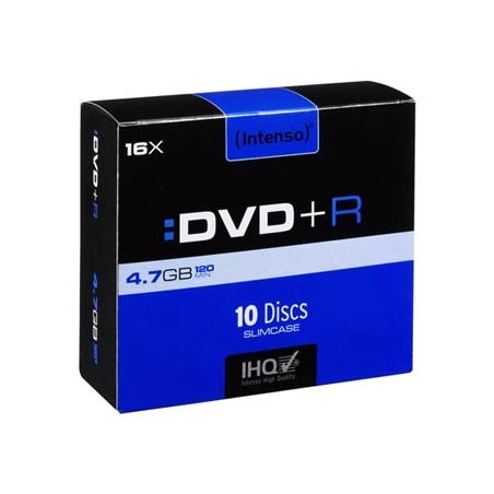 Intenso DVD+R, 4111652, 4.7GB, 16x, slim case, 10-pack, LightScribe, 12cm, do archiwizacji danych, EOL