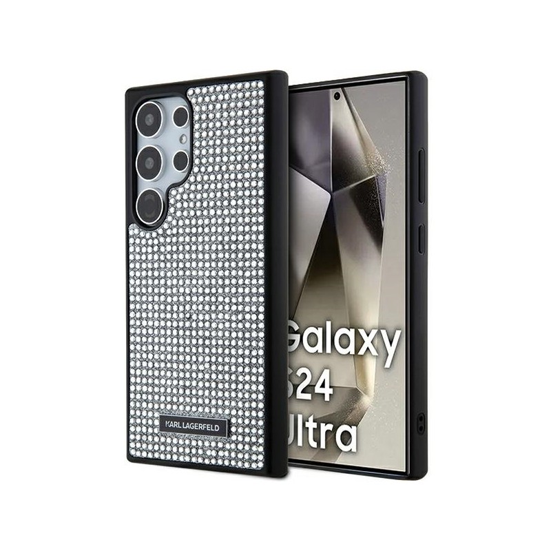 Karl Lagerfeld nakładka do Samsung Galaxy S24 Ultra KLHCS24LHDSPRS srebrna HC RHINESTONE LOGO METAL PLATE