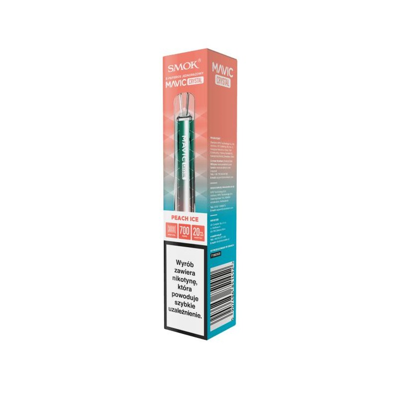 E-papieros jednorazowy Smok Mavic Crystal Peach Ice 20mg 1 sztuka TTT